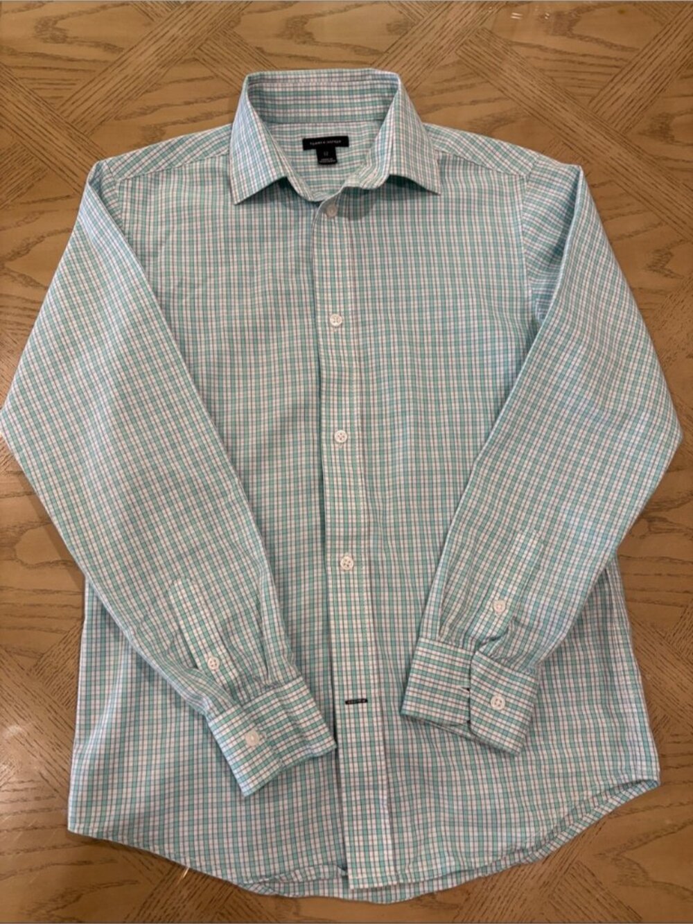 Tommy Hilfiger Light Teal & White Check Button-Down Shirt